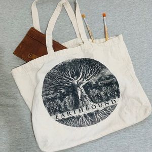 Earthbound canvas tote with whimsical art print